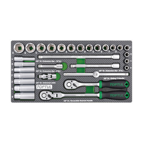 Тріскачки і головки в ложементі 3/8″ 30ед. TOPTUL GEA3005