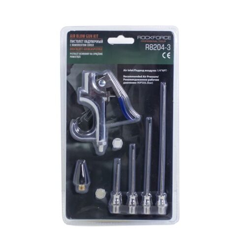 Пистолет обдувочний с комплектом сопел 6пр.. (+ 50,70,100,145mm сопла 28мм, 6.3Bar) ROCKFORCE RF-R8204-3