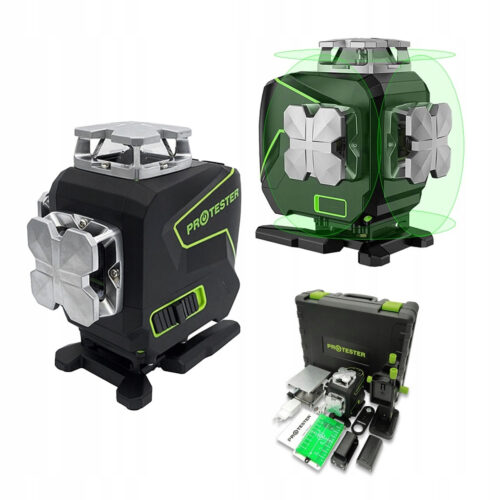 Професійний лазерний рівень PREMIUM, 4×360°(LCD, Bluetooth, ДК, зелений промінь) PROTESTER LL516G