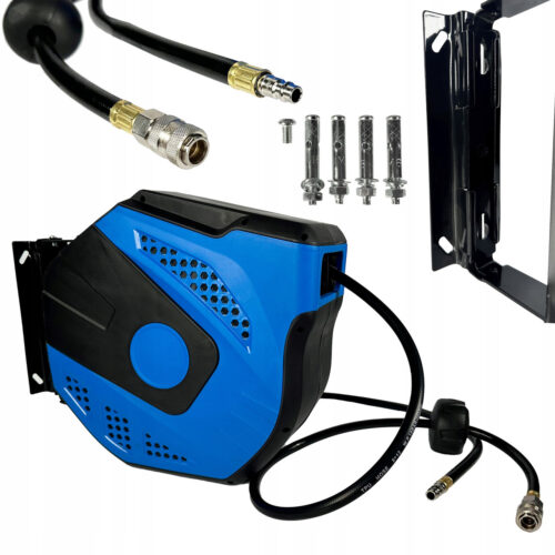 Шланг повітряний поліуретановий армований на котушці 8х12мм, 10м з швидкороз’ємними сполуками AIRKRAFT