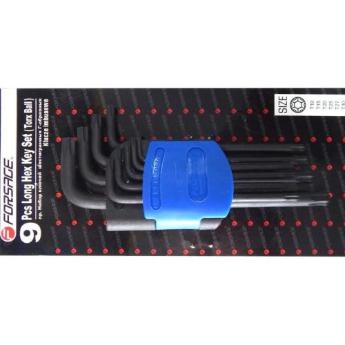 Набір ключів Г-подібних TORX довгих з шаром 9пр.(Т10, Т15, Т20, Т25, Т27, Т30, Т40, Т45, Т50) Forsage F-5098LB