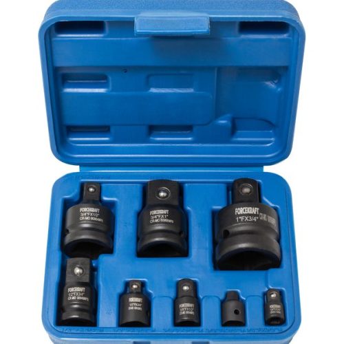 Набір адаптерів ударних 8пр.(1/4(F)x3/8"(M),3/8(F)x1/4"(M),3/8(F)x1/2"(M),1/2(F)x3/8"(M),1/2(F)x3/4"(M),3/4(F)x1/2"(M),3/4(F)x1"(M),1(F)x3/4"(M)в кейсе FORCEKRAFT FK-4089MPB