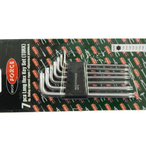 Набір ключів Г-подібних TORX довгих 7пр.(Т10,Т15,Т20,Т25,Т27,Т30,Т4), в пластиковому тримачі
